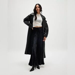 NEW FREE PEOPLE Star Sign Wode Leg Velvet Trousers in Black SZ XS